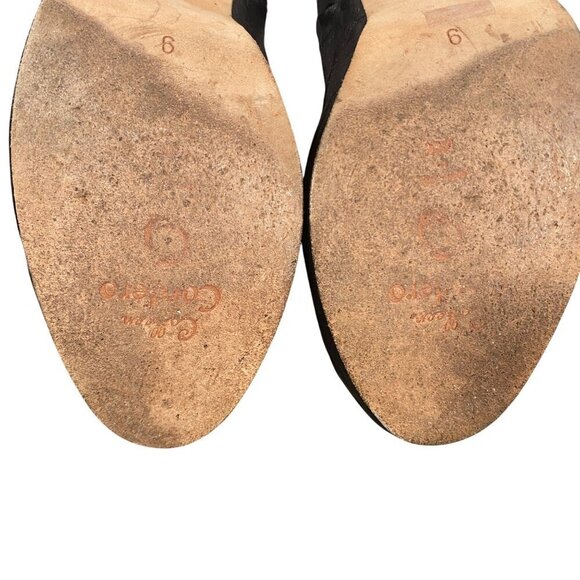 Calleen Cordero Black Leather Studded Heeled Ankle Boots Size 9 whimsigoth - Picture 9 of 11